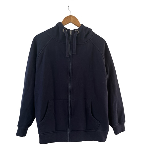 Seraphine Man Navy Full Zip Hoodie Size M Lined Pockets Adjustable Drawstring - Picture 15 of 16